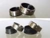 Titanium met zirkonium uitschuifringen met vingerafdrukken en diamant en ingelegd met fijnzilver